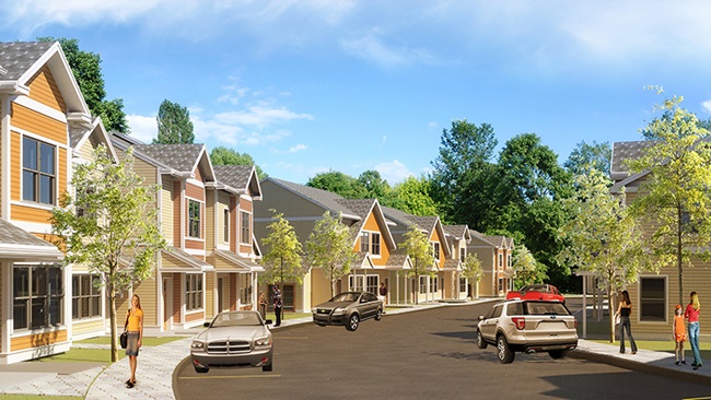 A rendering of the Preserve at Olmsted Green in Boston (Mattapan)